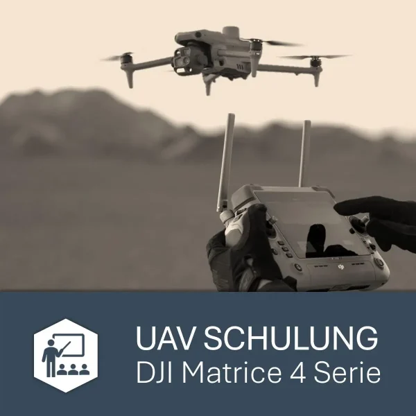 Titelbild: Drohnenschulung für die DJI Matrice 4 Serie mit RC, Drohne und Titeltext