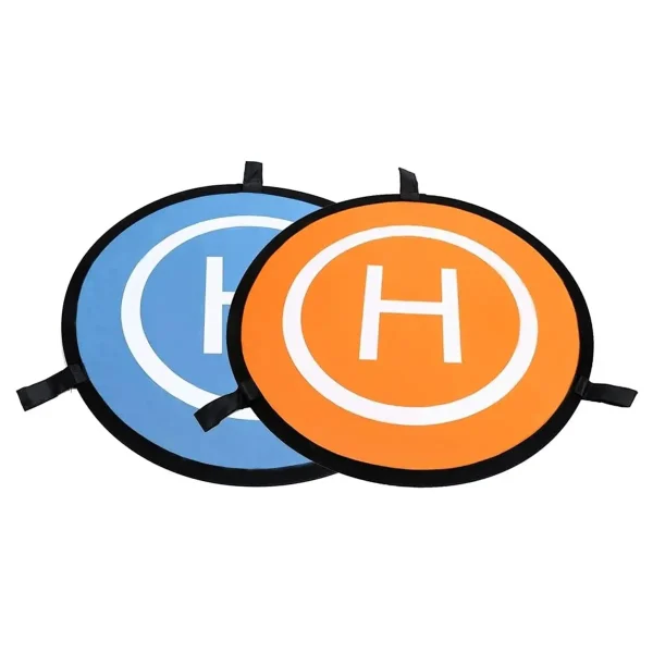 Ansicht der beiden unterschiedlich bedruckte Seiten des Drohnenlandeplatz